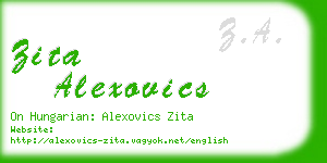 zita alexovics business card